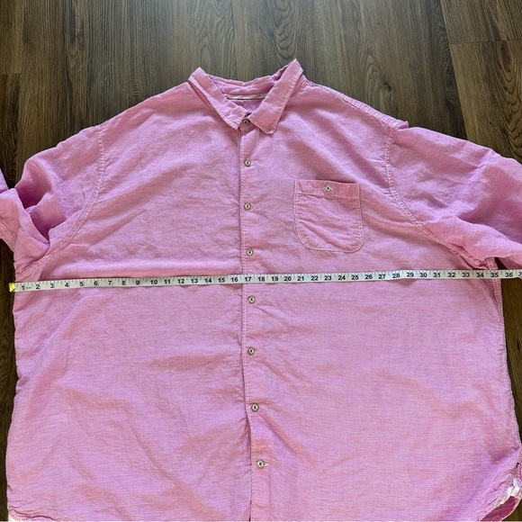 Tommy Bahama Mens 5XB Big Pink Check Linen Blend Button Up Long Sleeve Shirt - Picture 8 of 11